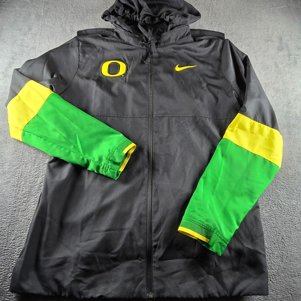 Nike Oregon Ducks Dri-FIT Full Zip Hooded Jacket Mens XL Black Green Yellow